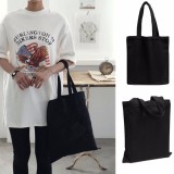 Fashion Women Lady Canvas Eco Reusable Shoulder Bag Shopping Handbag Black Tote - intl
