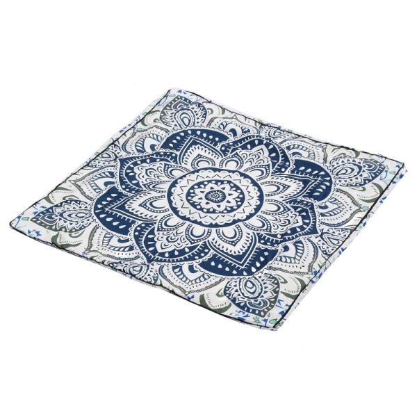 Mandala Vuông Đệm 90x90x15 cm trắng hoa văn Ấn Độ Mandala vuông đệm bộ vỏ gối- quốc tế