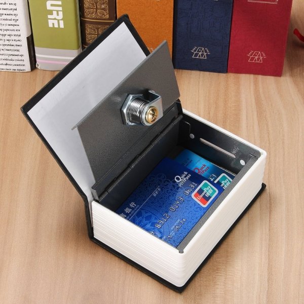 Mini An Ninh Ngọa Nhà Từ Điển Sách Bí Mật Bảo Quản An Toàn Khóa phím Hộp Tiền Mặt + 2 Chìa Khóa Màu Xanh-quốc tế