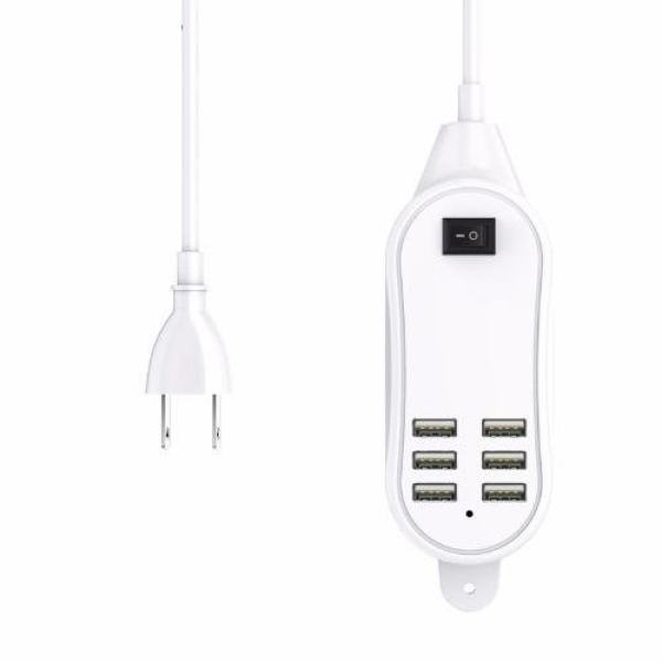 Ổ cắm 6 port USB 25W Konsen (Trắng) (Trắng)