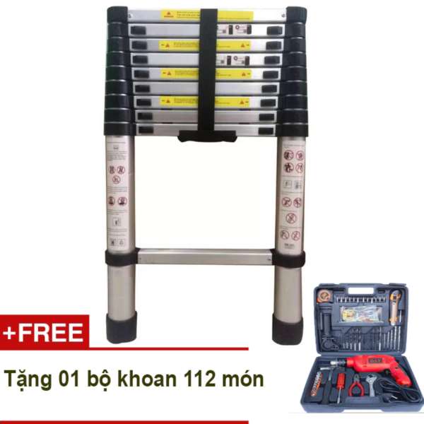 Thang rút nhôm Kawachi 2.9m + Tặng bộ khoan DIY 112 món