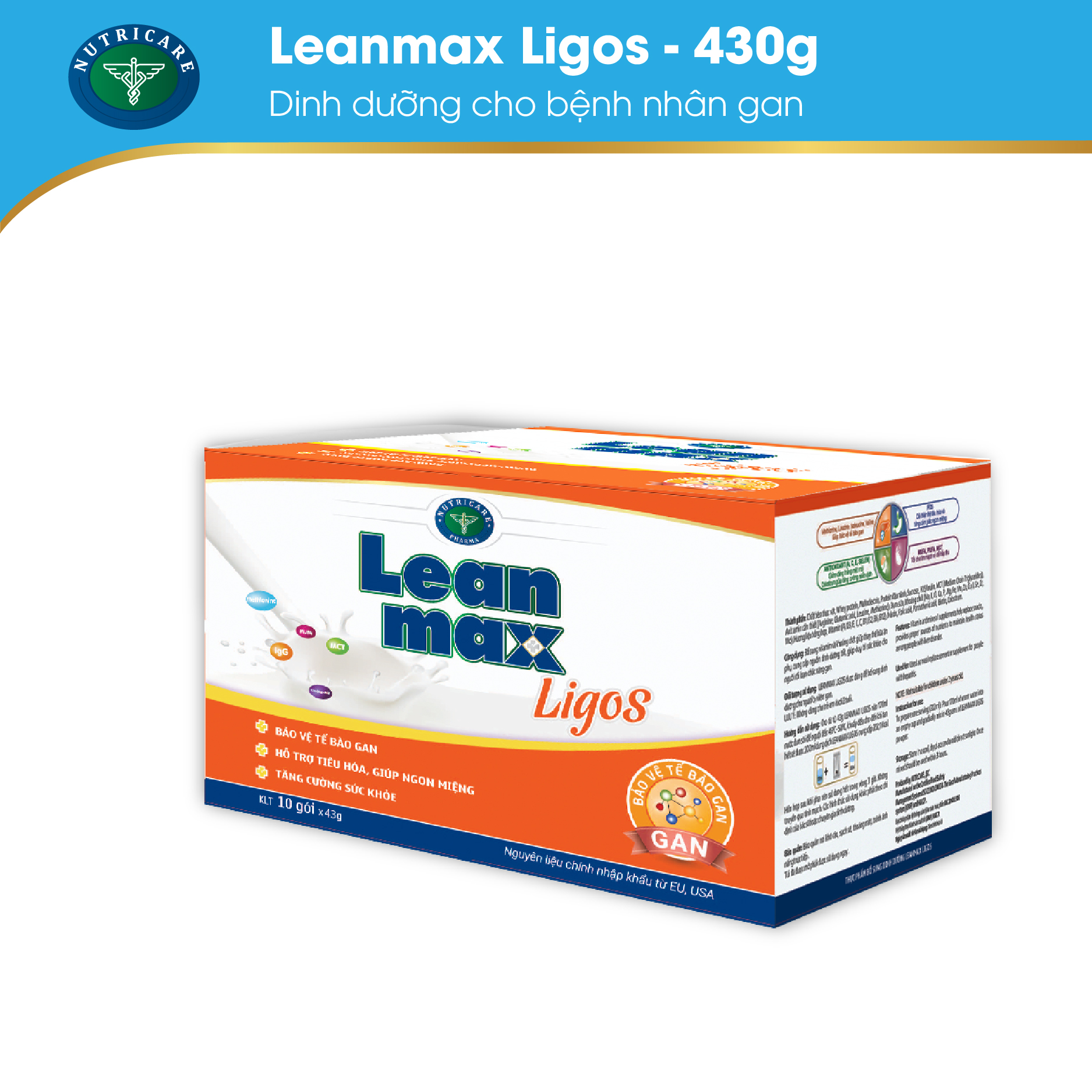 Sữa Lean Max Ligos - 900g, bảo vệ tế bào gan