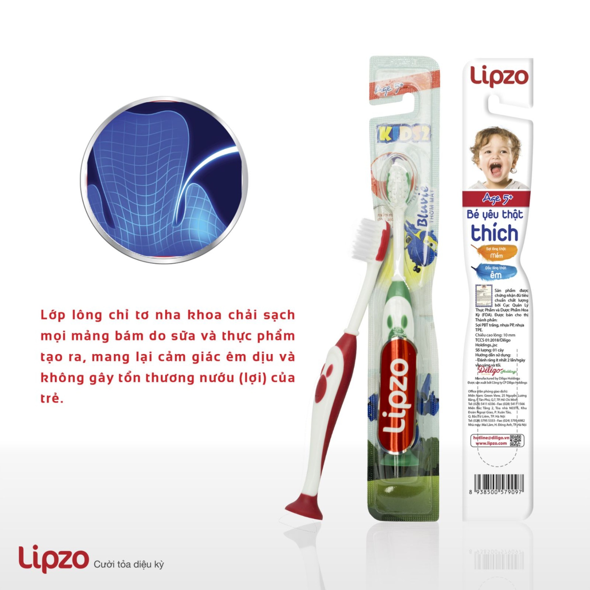 Bàn chải đánh răng Lipzo Kids S2 combo 4 cây