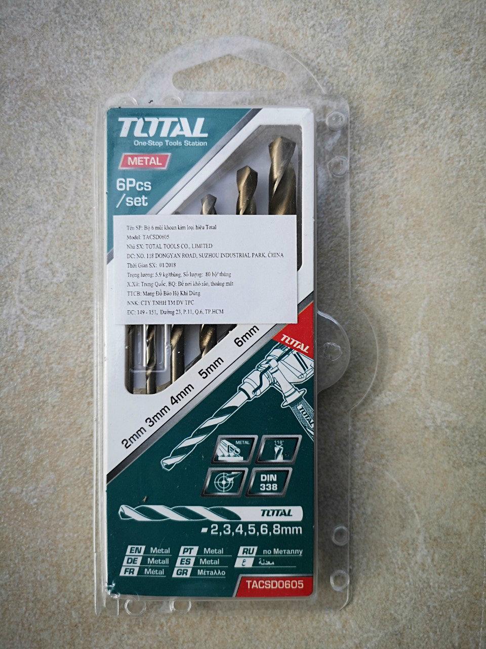 BỘ 6 MŨI KHOAN KIM LOẠI HSS TACSD0605