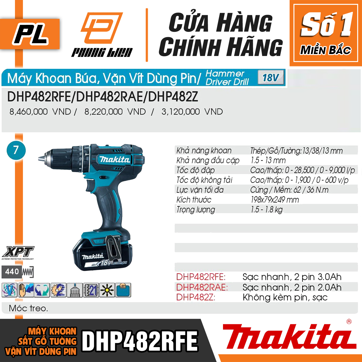 MÁY KHOAN MAKITA DHP482RFE