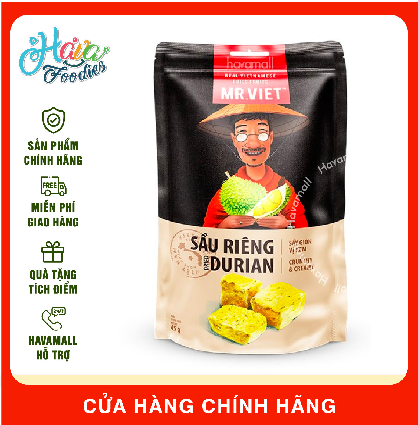 Sầu Riêng Sấy Giòn Mr.Việt 45g