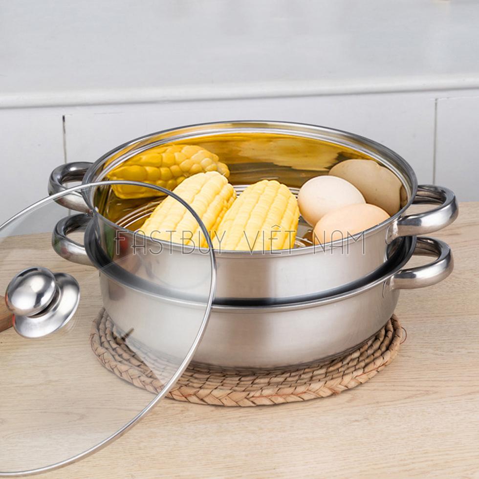 Nồi lẩu xửng hấp 2 tầng