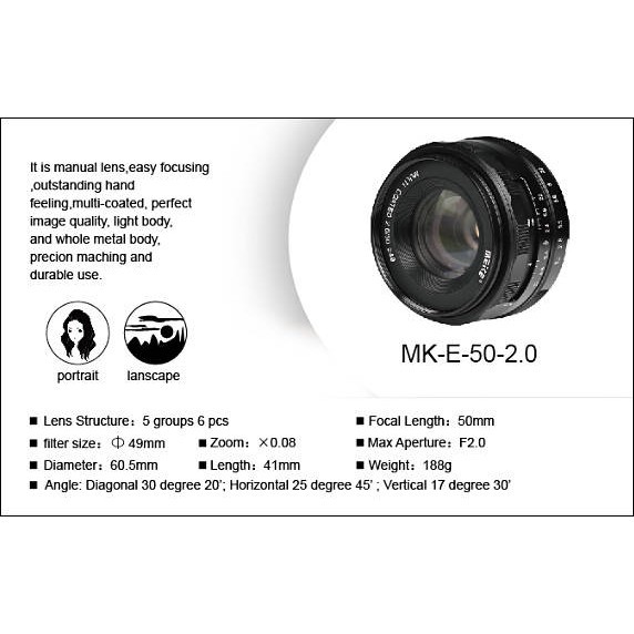 Ống kính Meike 50F2.0