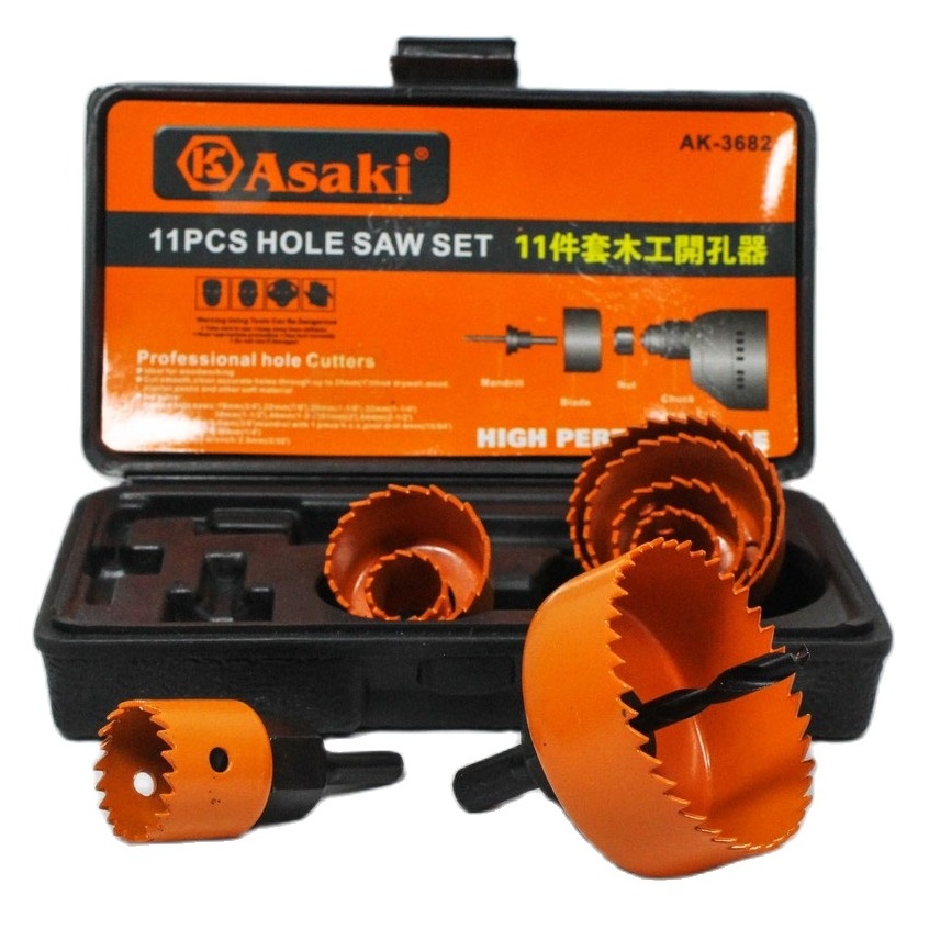 BỘ CÔNG CỤ KHOÉT LỖ GỖ VÀ THẠCH CAO 11 CHI TIẾT ASAKI AK-3682