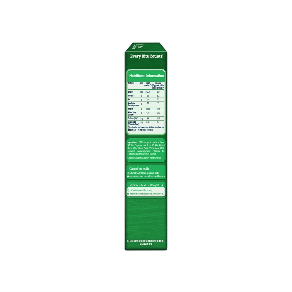 Bột ăn dặm Gerber Organic lúa mì yến mạch 200g