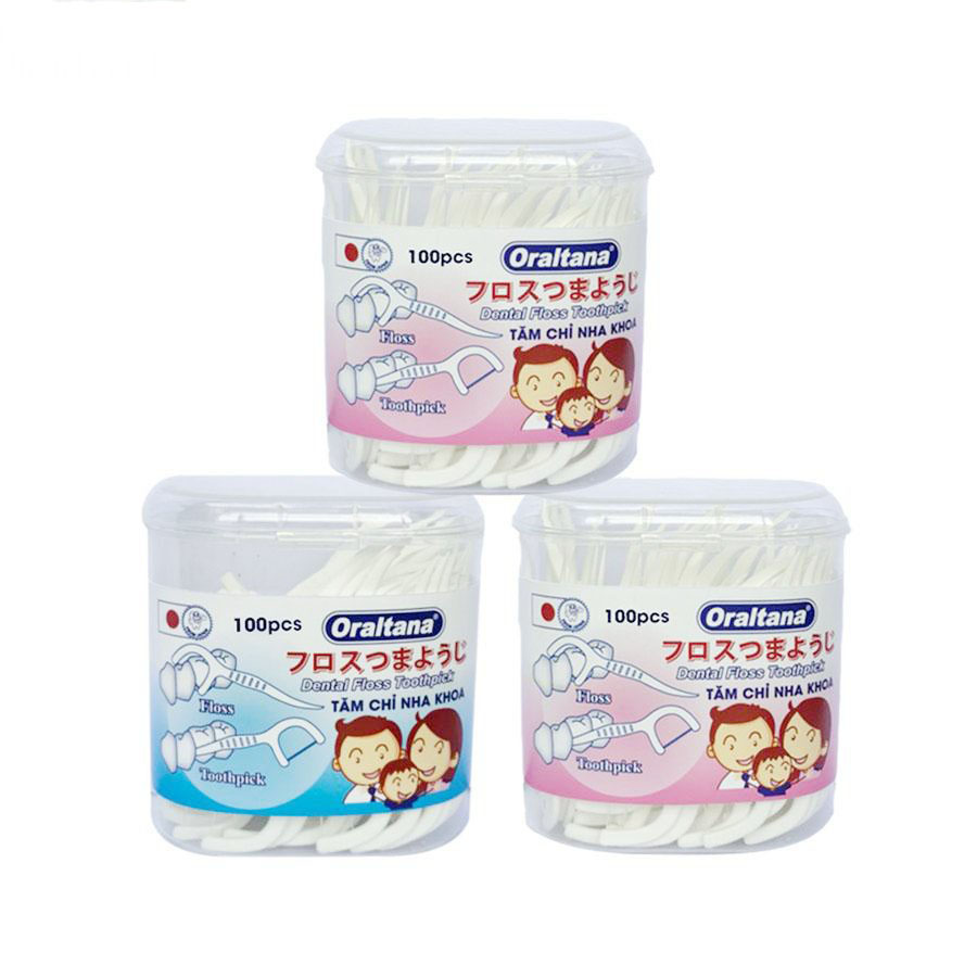 Tăm chỉ nha khoa Oraltana 100 cái Combo 3 hộp