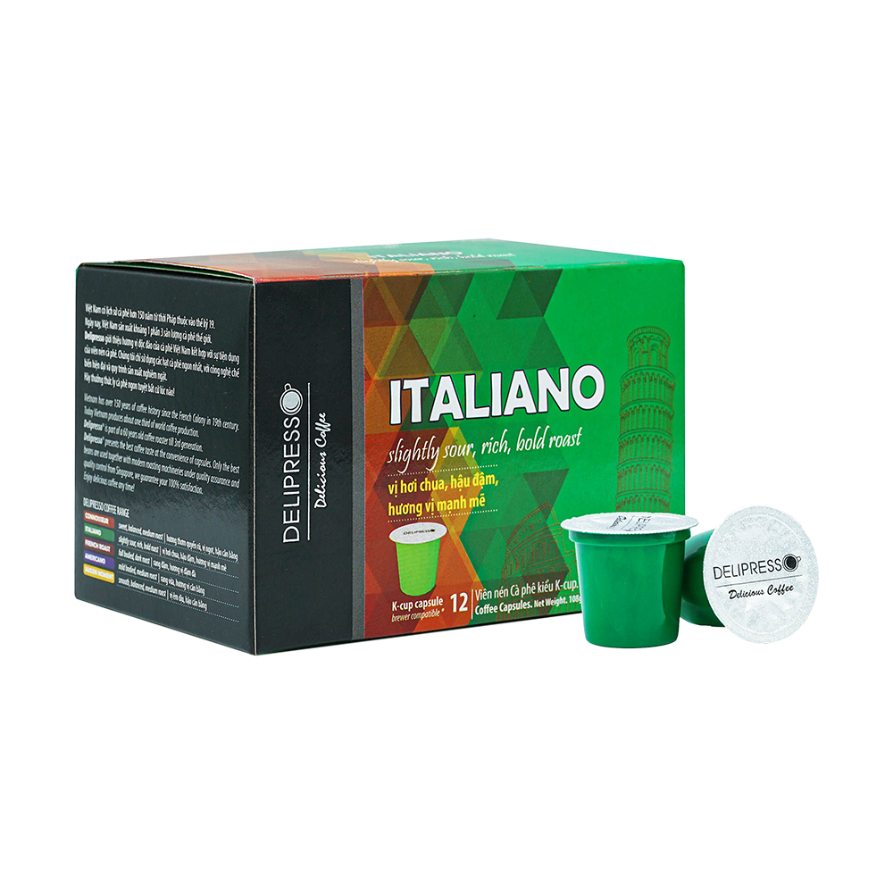 Cà phê Delipresso Italiano 12 viên 9g