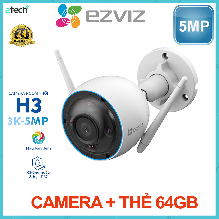 Camera WiFi EZVIZ H3 3K 5MP Có Màu Ban Đêm Đàm Thoại 2 Chiều Lazada vn