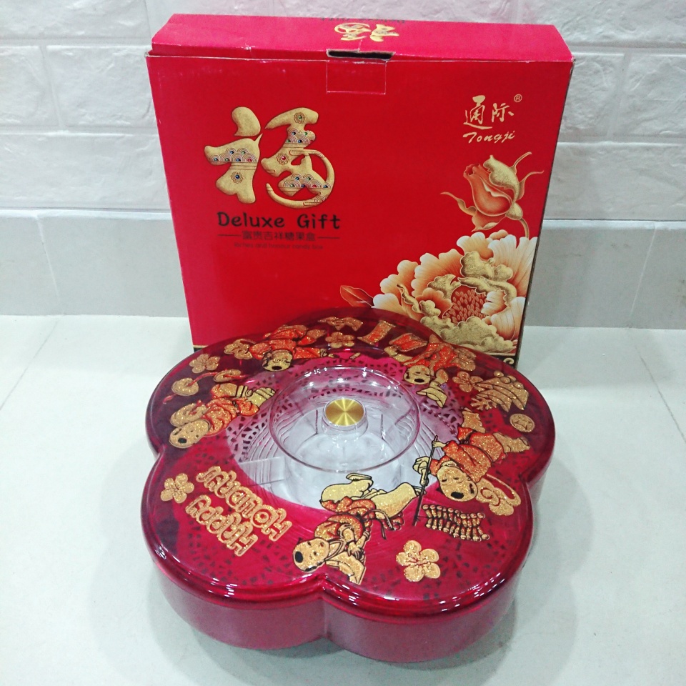 KHAY MỨT HOA MAI 5 CÁNH CÓ NHẠC