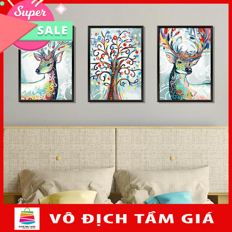 Bộ 3 tranh Nai phát tài XL8327