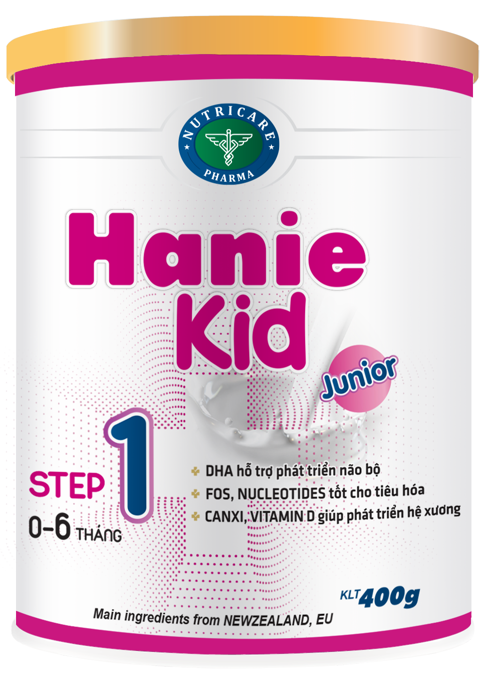 Sữa bột Hanie Kid 1 dành cho trẻ biếng ăn & suy dinh dưỡng 0-6 tháng tuổi (400g)
