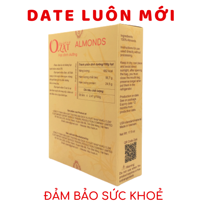 Hạnh nhân Almonds tách vỏ 500g
