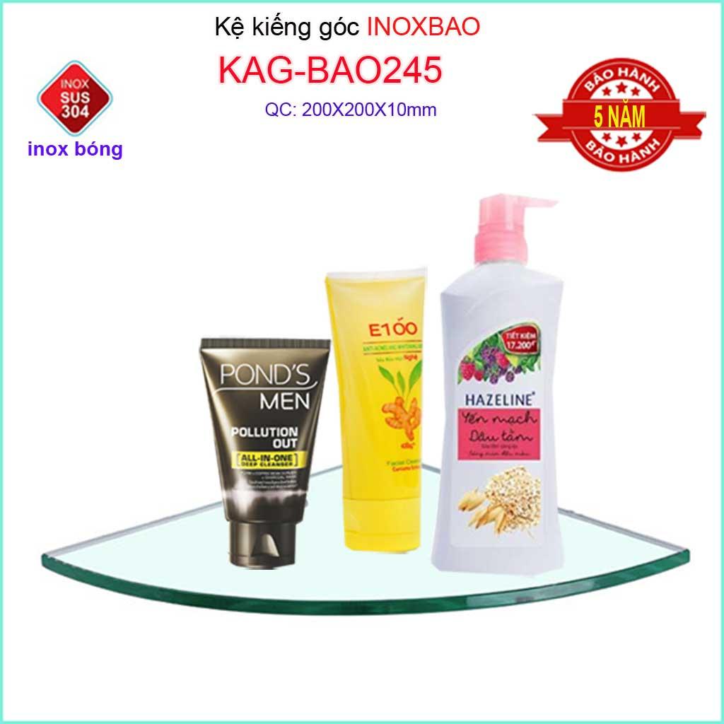 KỆ KÍNH GÓC NHÀ TẮM INOX BẢO KAG-BAO245