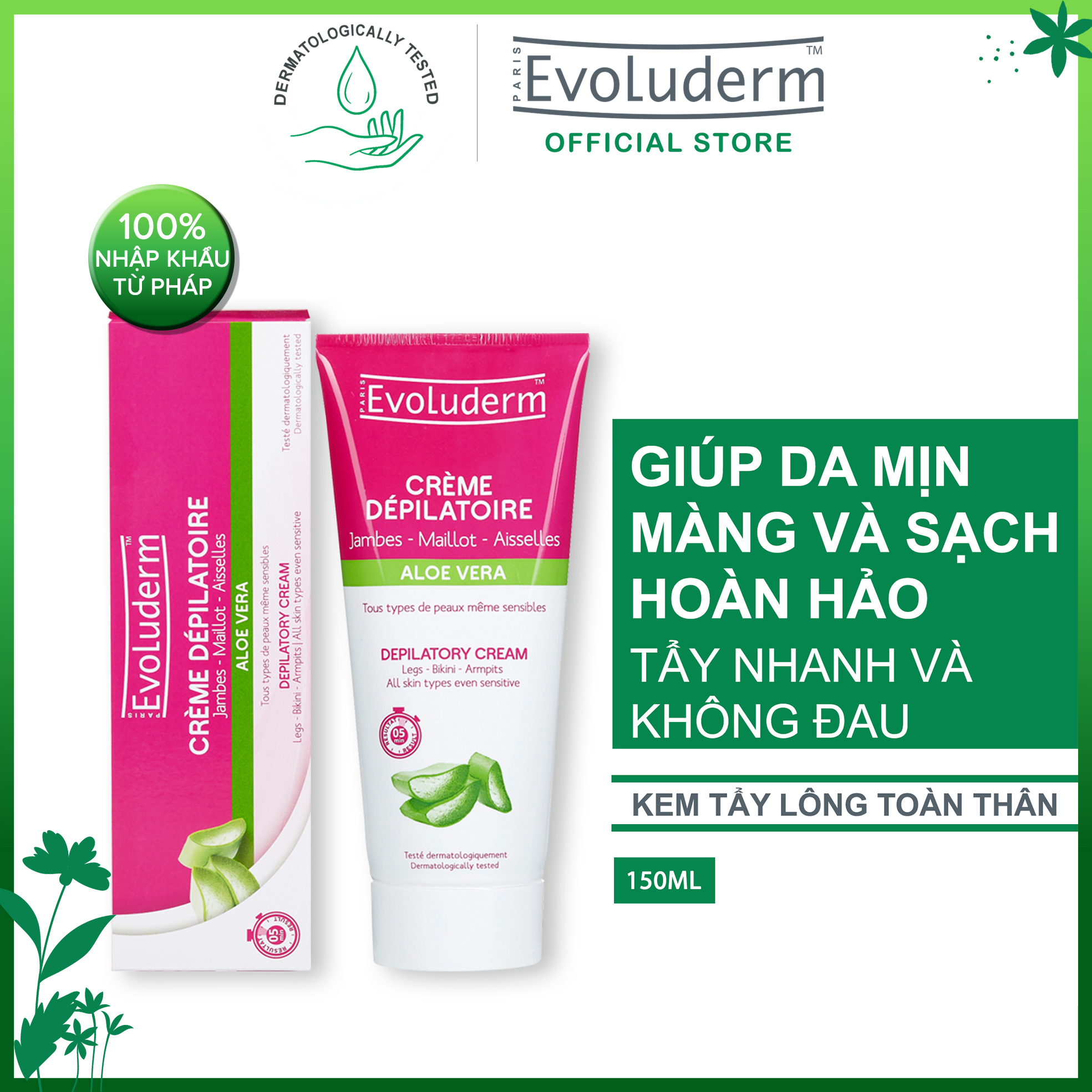 Kem tẩy lông Evoluderm Crème Depilatoire 150ml