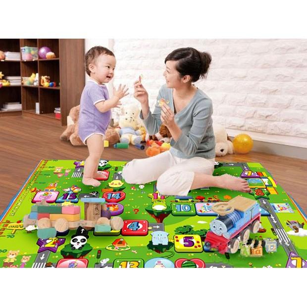 Thảm chơi cho bé xốp maboxi 2 mặt cao cấp công nghệ Hàn Quốc chống nóng chống trơn trượt và chống nước 1m8 x 2m