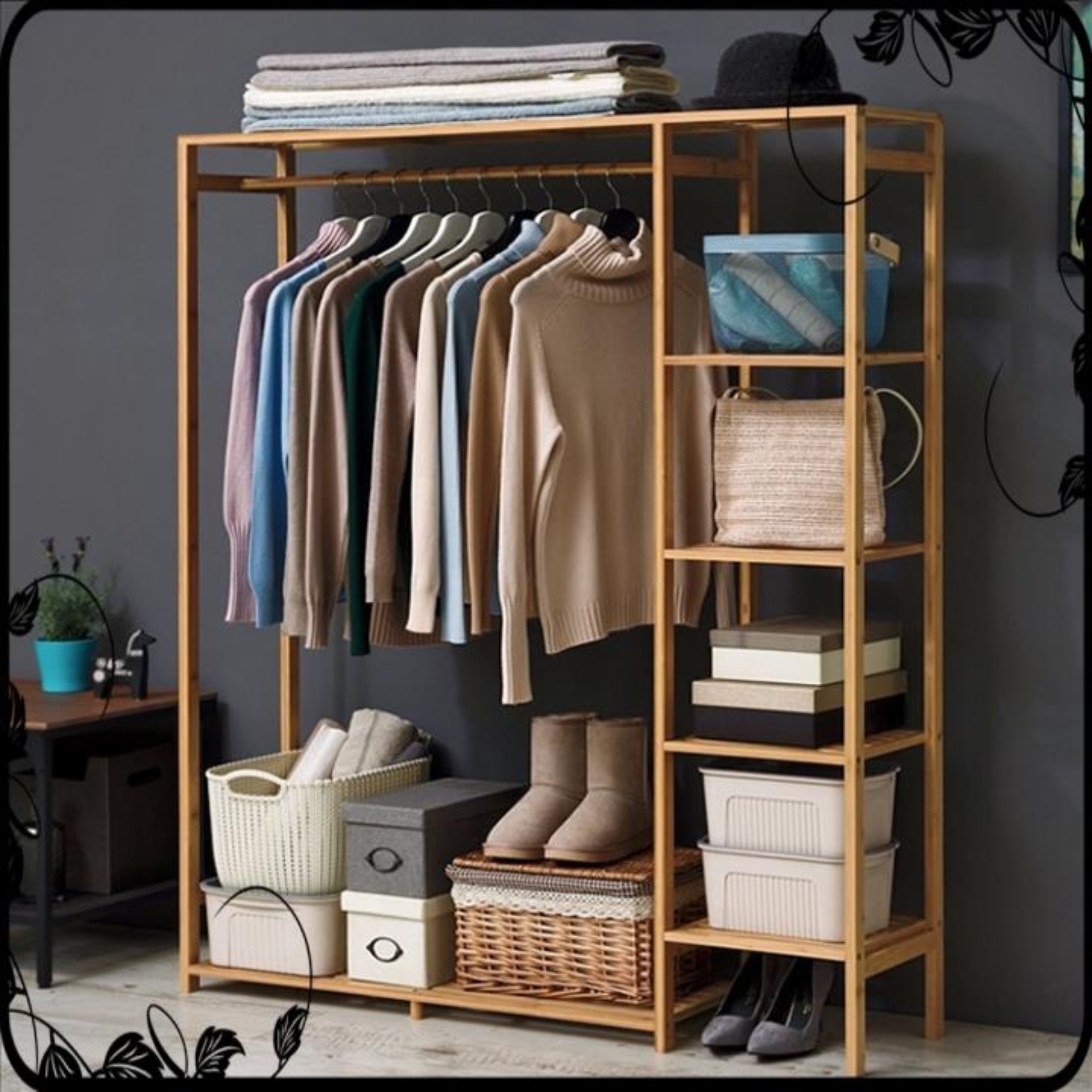 TỦ QUẦN ÁO TRỐNG KHUNG GỖ TRE RE0270