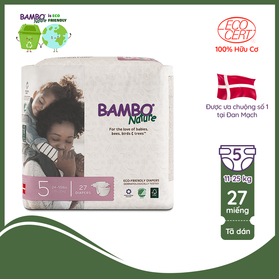 Tã dán Bambo Nature Junior 5 27 miếng (trẻ từ 12 - 22kg)