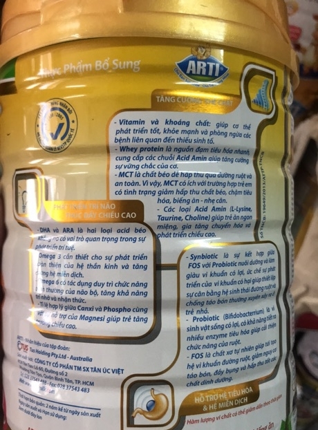 Sữa Arti Gain Gold số 123, số 456