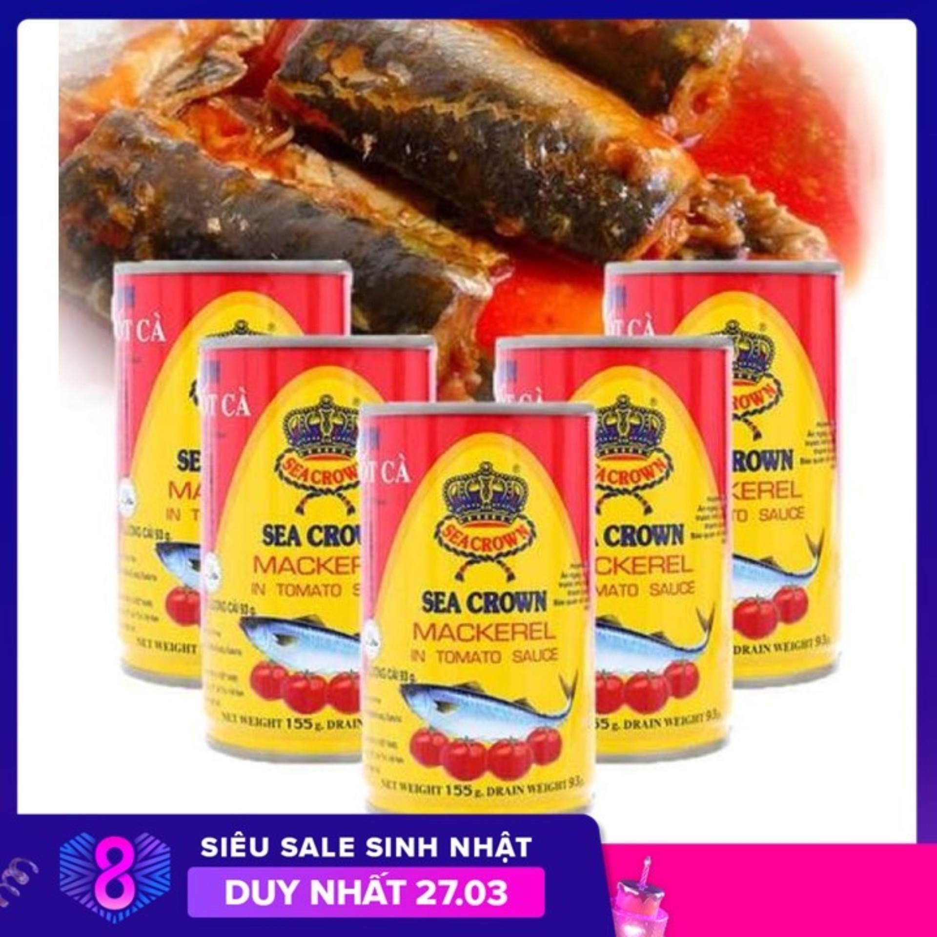 Cá nục sốt cà Sea Crown 155g Combo 5 hộp