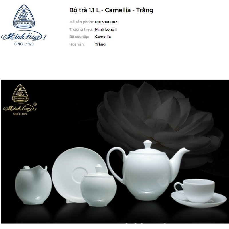 Bình trà 1.1 L + nắp Jasmine Lys Trắng Ngà