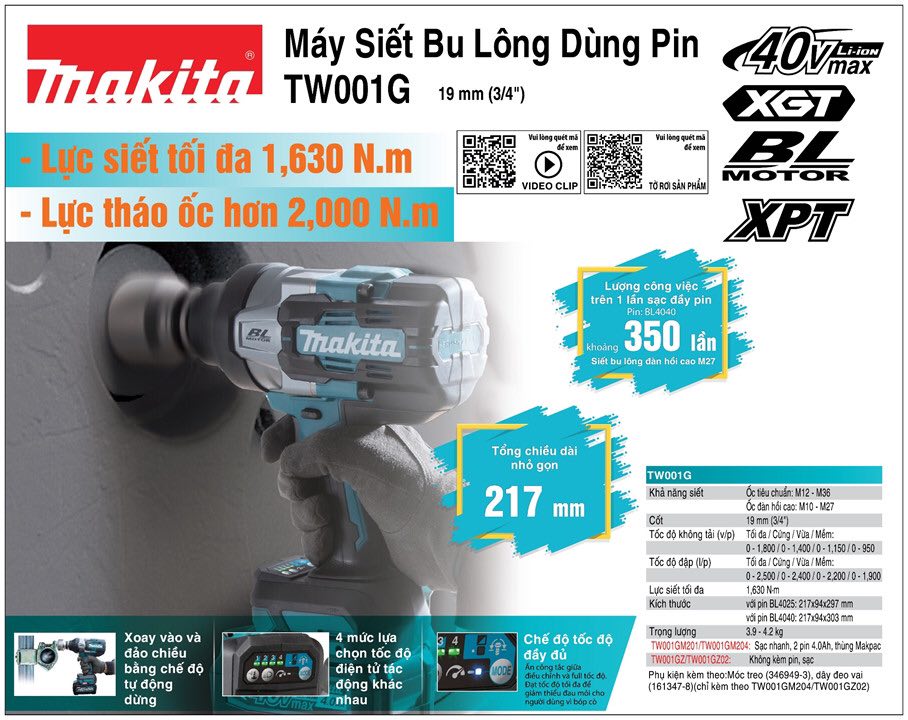 MÁY SIẾT BU LÔNG MAKITA TW001GZ
