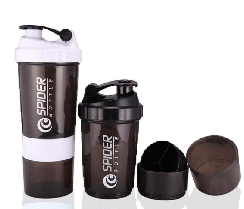BÌNH LẮC TẬP GYM 3 NGĂN SPIDER 600ML