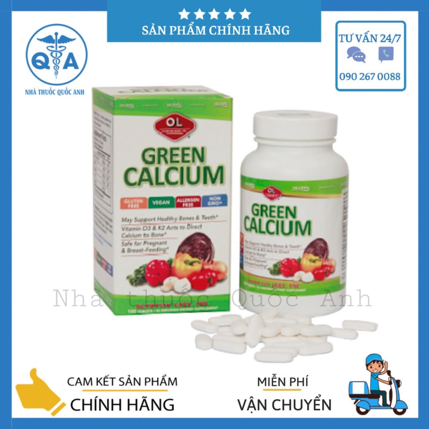 Green Calcium Olympian Labs Bổ sung canxi hữu cơ cho mẹ bầu trẻ em