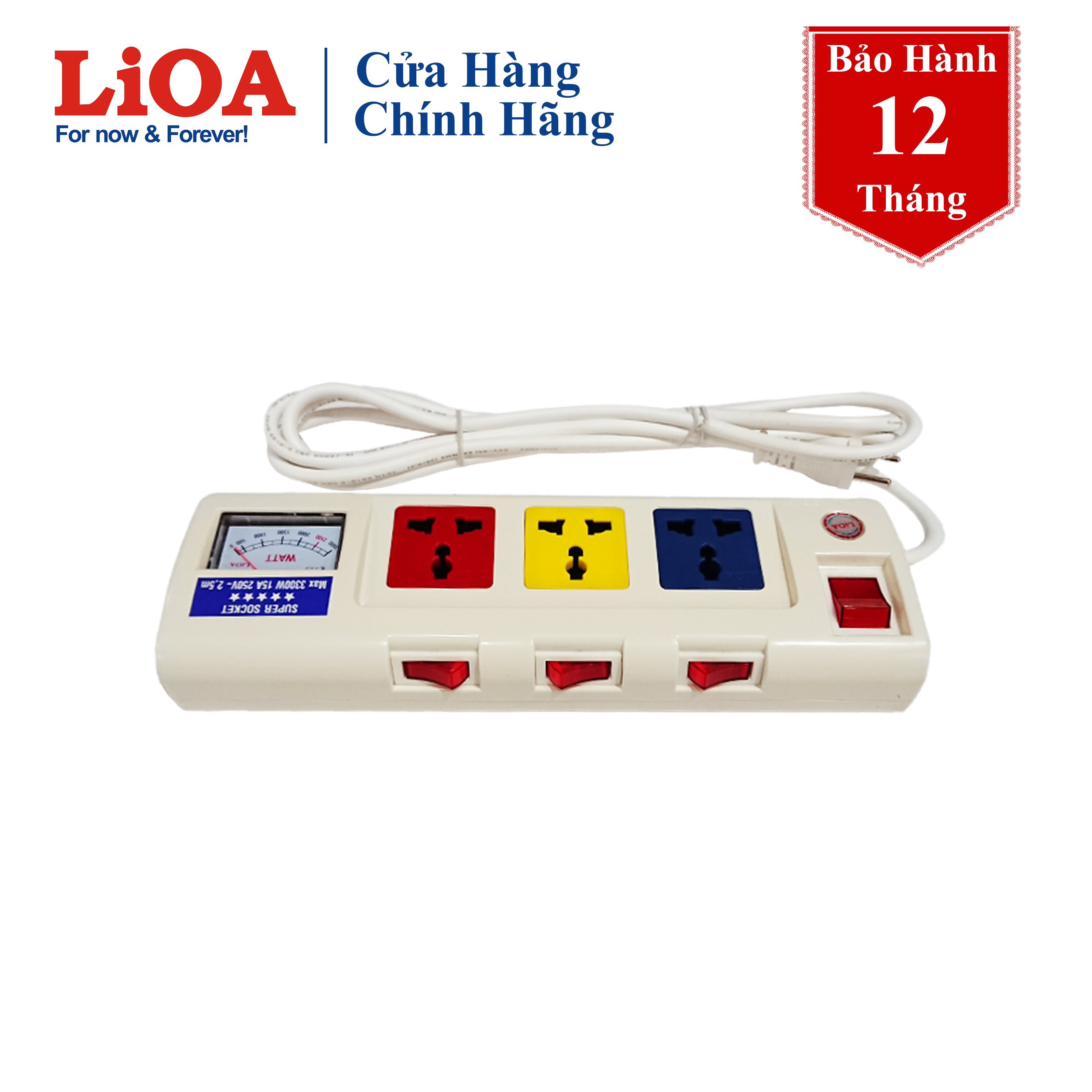 Ổ cắm công suất lớn 3 lỗ 2,5m Lioa 3OFSSA2.5-2