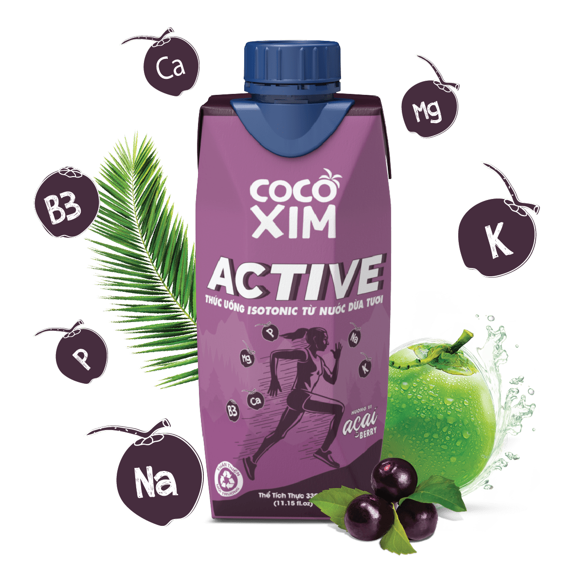 Nước dừa COCOXIM Active Acai Berry 330ml