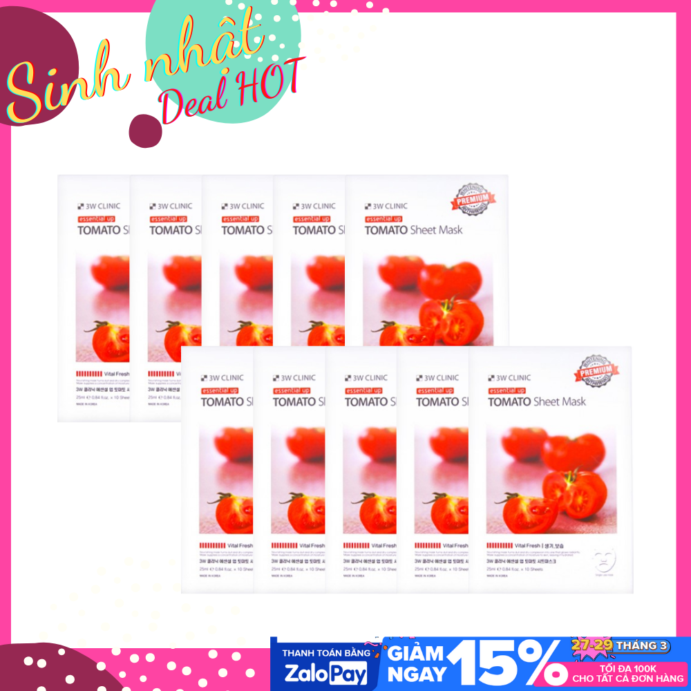 Mặt Nạ Dưỡng Trắng Cà Chua 3W Clinic Essential Up Tomato Mask