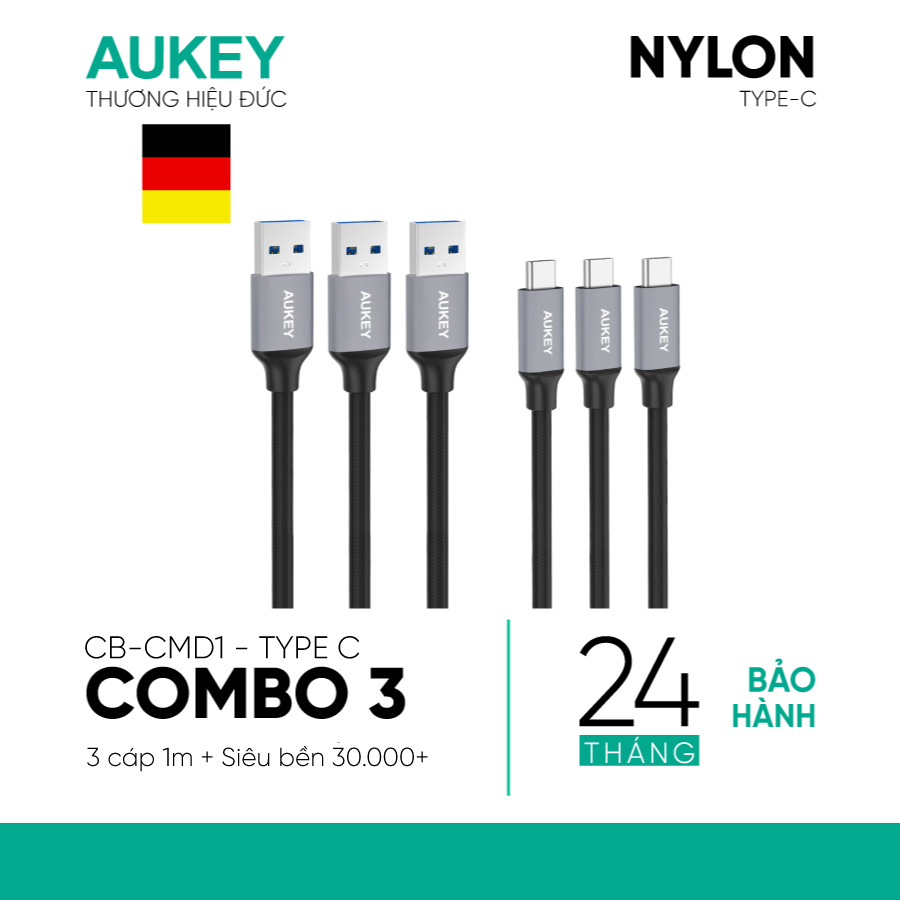 Bộ cáp sạc Type-C Aukey CB-CMD1