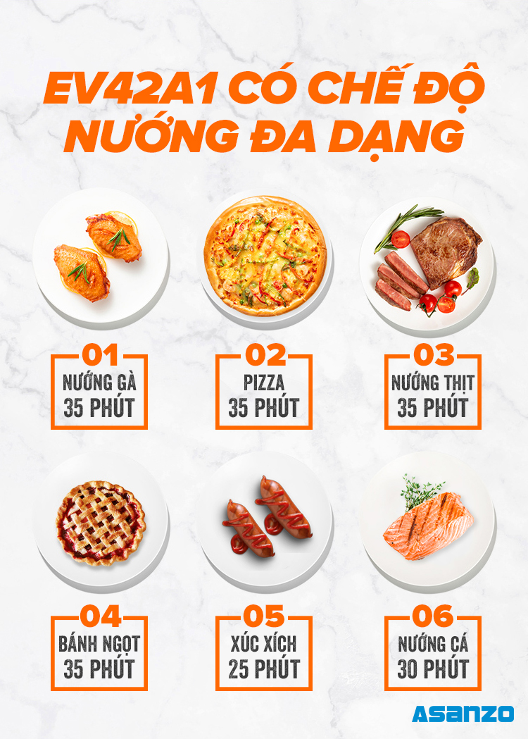 Lò nướng Asanzo EV-42A1 42L (Xám)