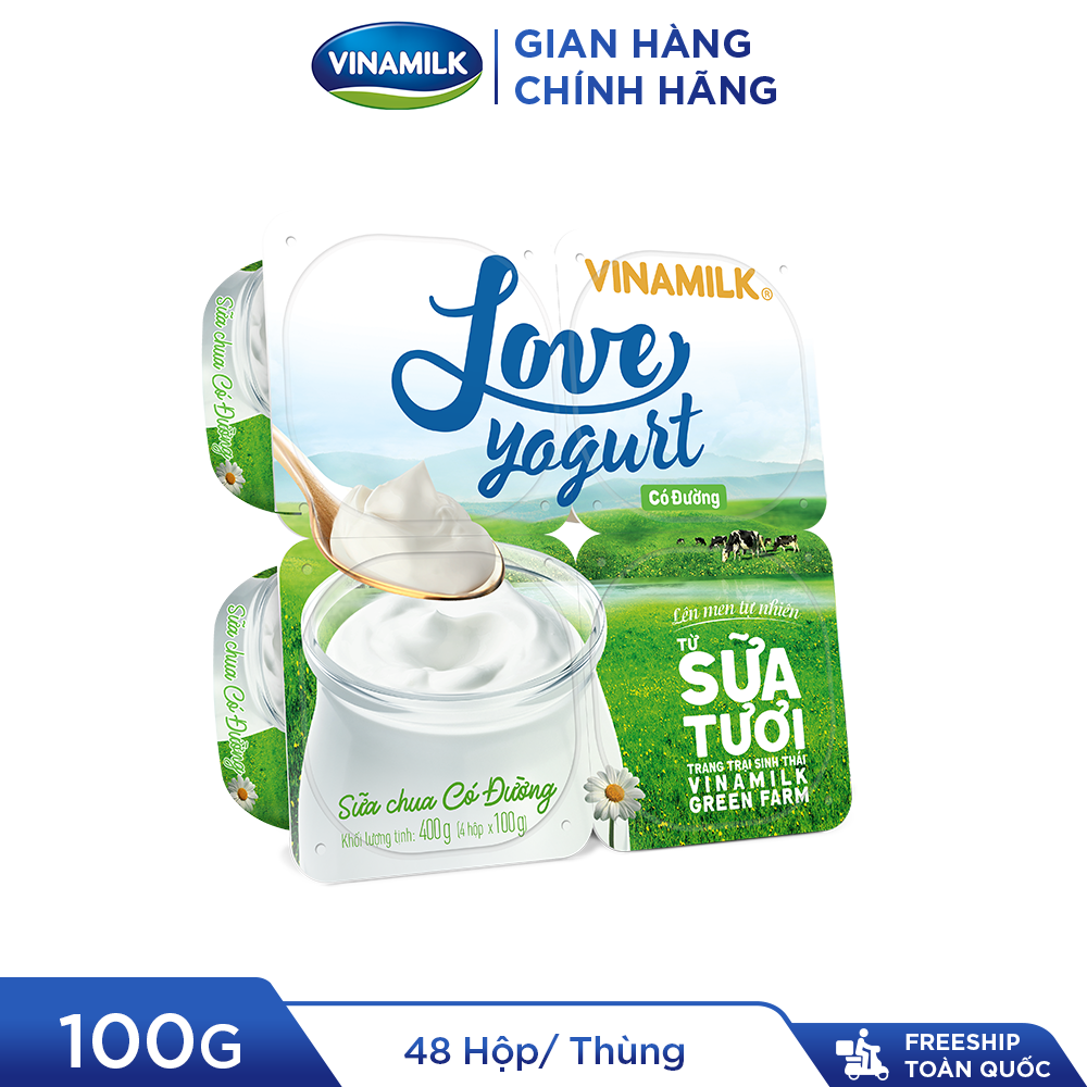 Thùng 24 hộp sữa chua ăn vinamilk green farm ít đường hộp 100g