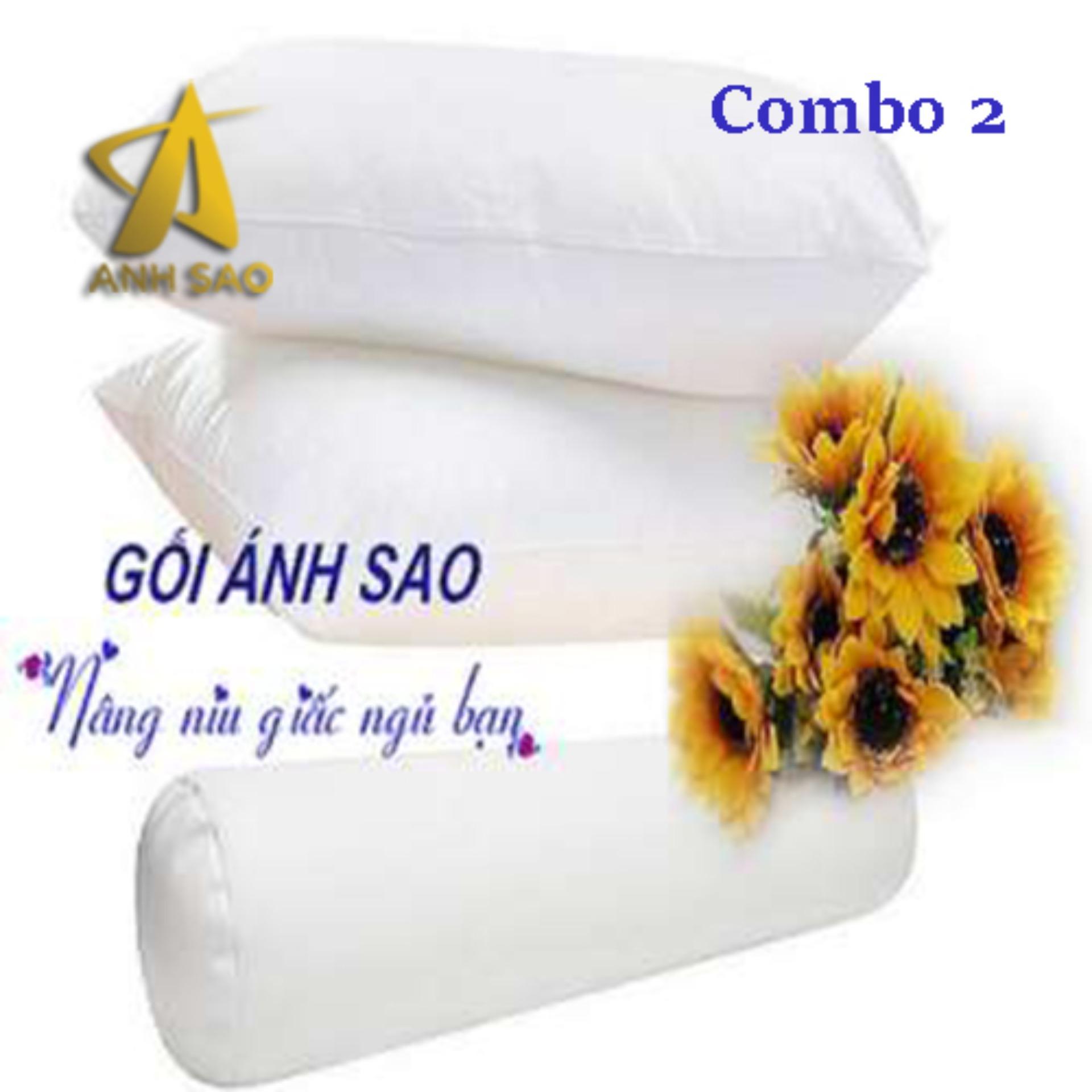 Combo bộ 2 gối nằm hơi cao 40x60cm + 1 gối ôm hơi 35x100cm Ánh Sao siêu cao cấp