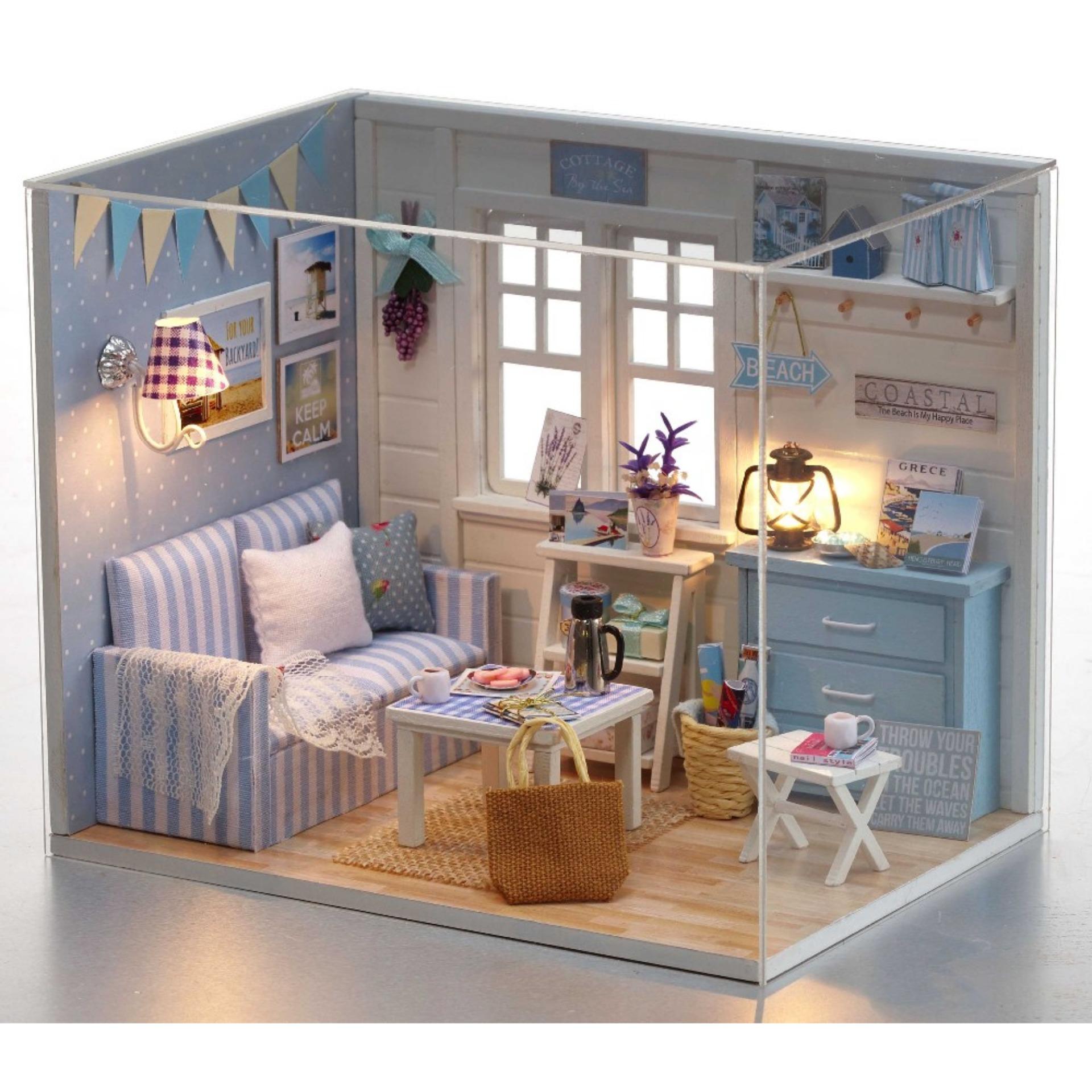 Bộ lắp ráp mô hình nhà gỗ DIY - Căn phòng blue h016