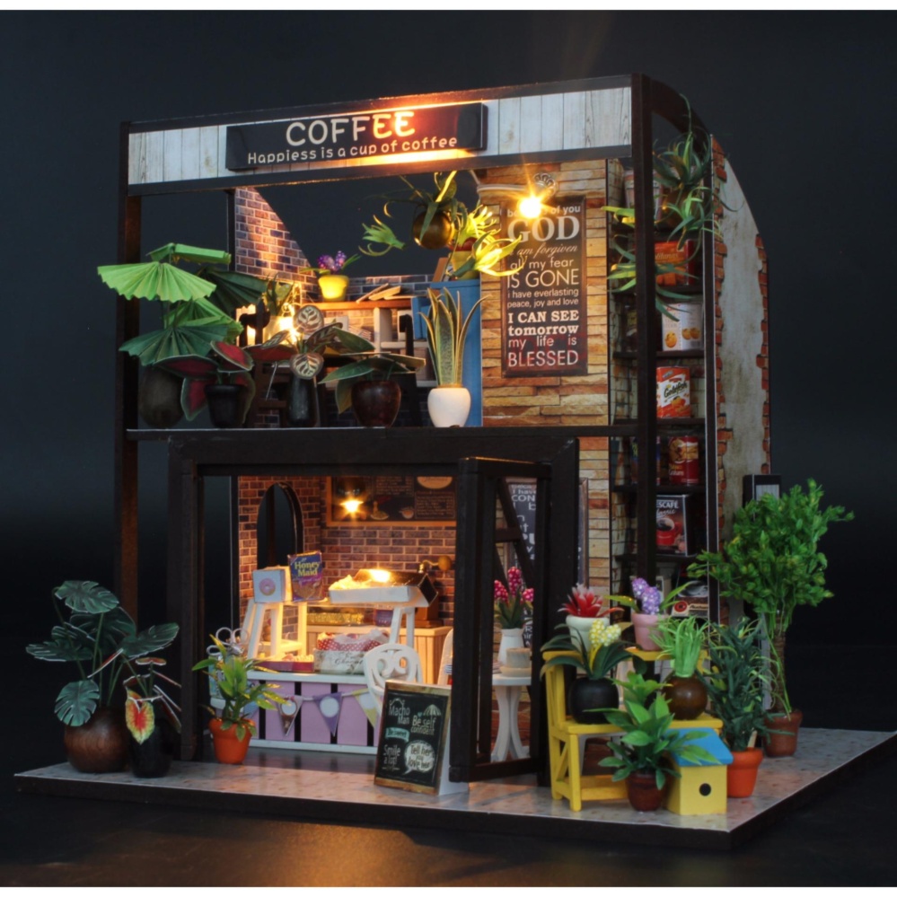 Nhà búp bê Ngôi nhà thu nhỏ lắp ghép Coffee House