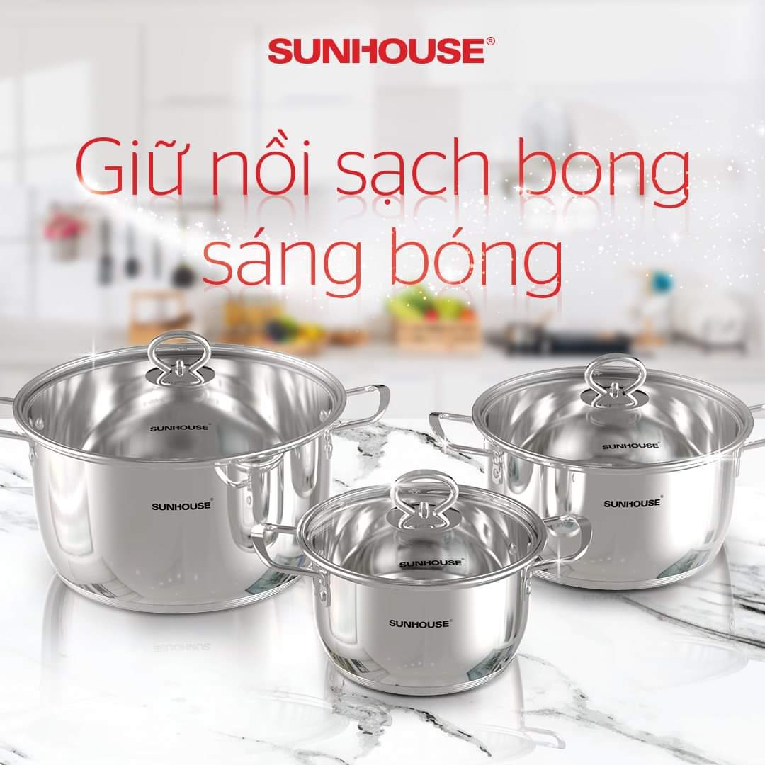 BỘ 3 NỒI INOX SUNHOUSE SHG788
