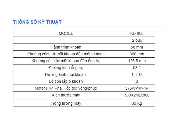 MÁY KHOAN BÀN HỒNG KÝ KD800