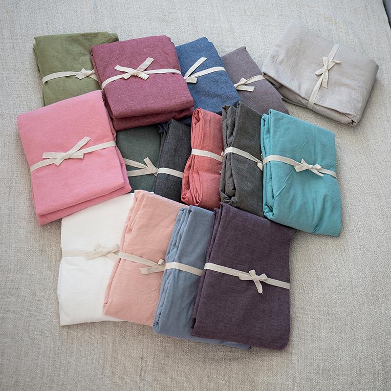 100% Cotton Bông Giặt Nước Vỏ Gối 100% Cotton Màu Giản Lược Vỏ Gối Đơn Phong Cách Nhật Bản Một Cặp Gối Mát Mùa Hè