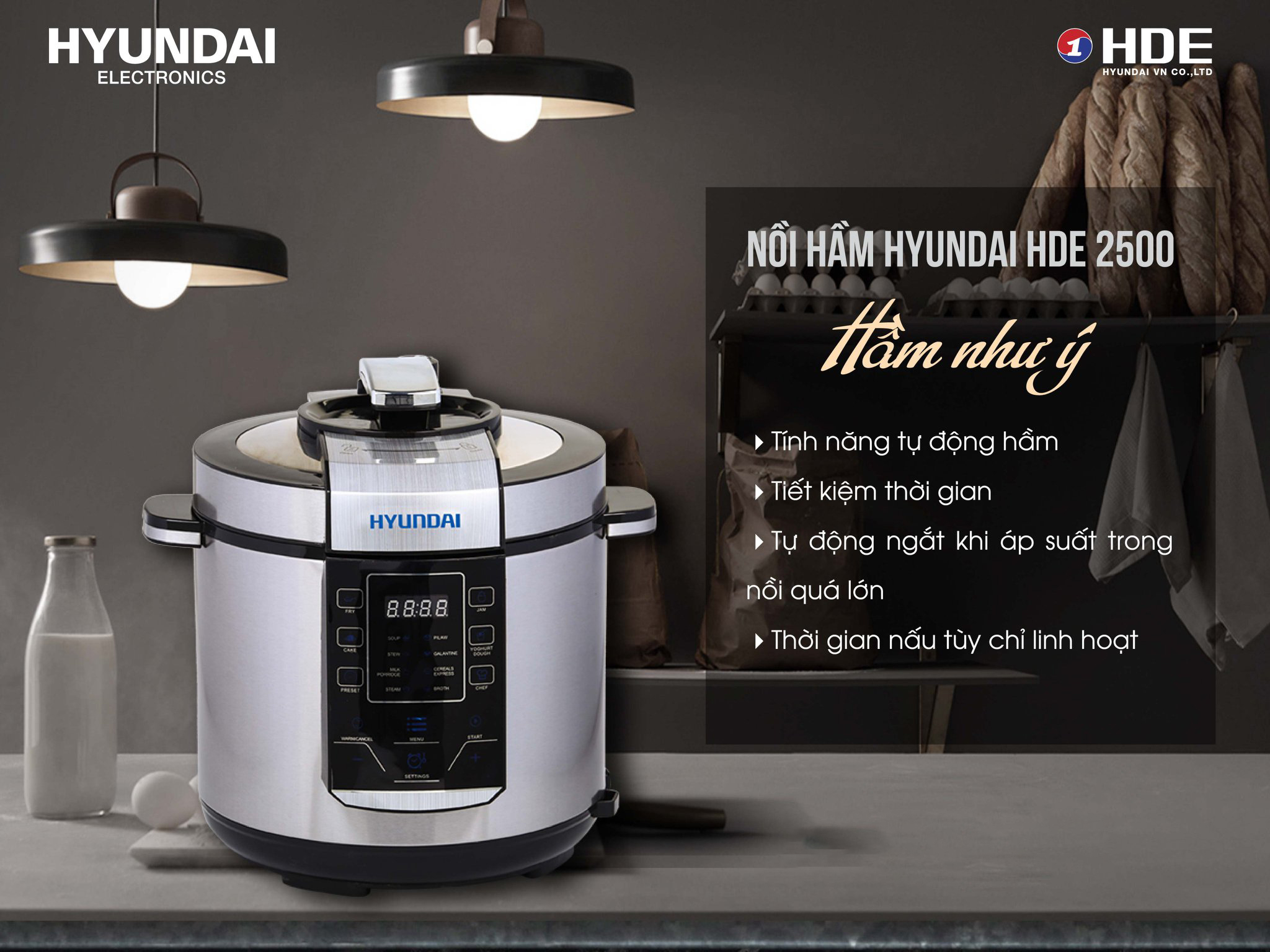 Nồi Hầm Điện Tử Hyundai HDE-2500S 6L