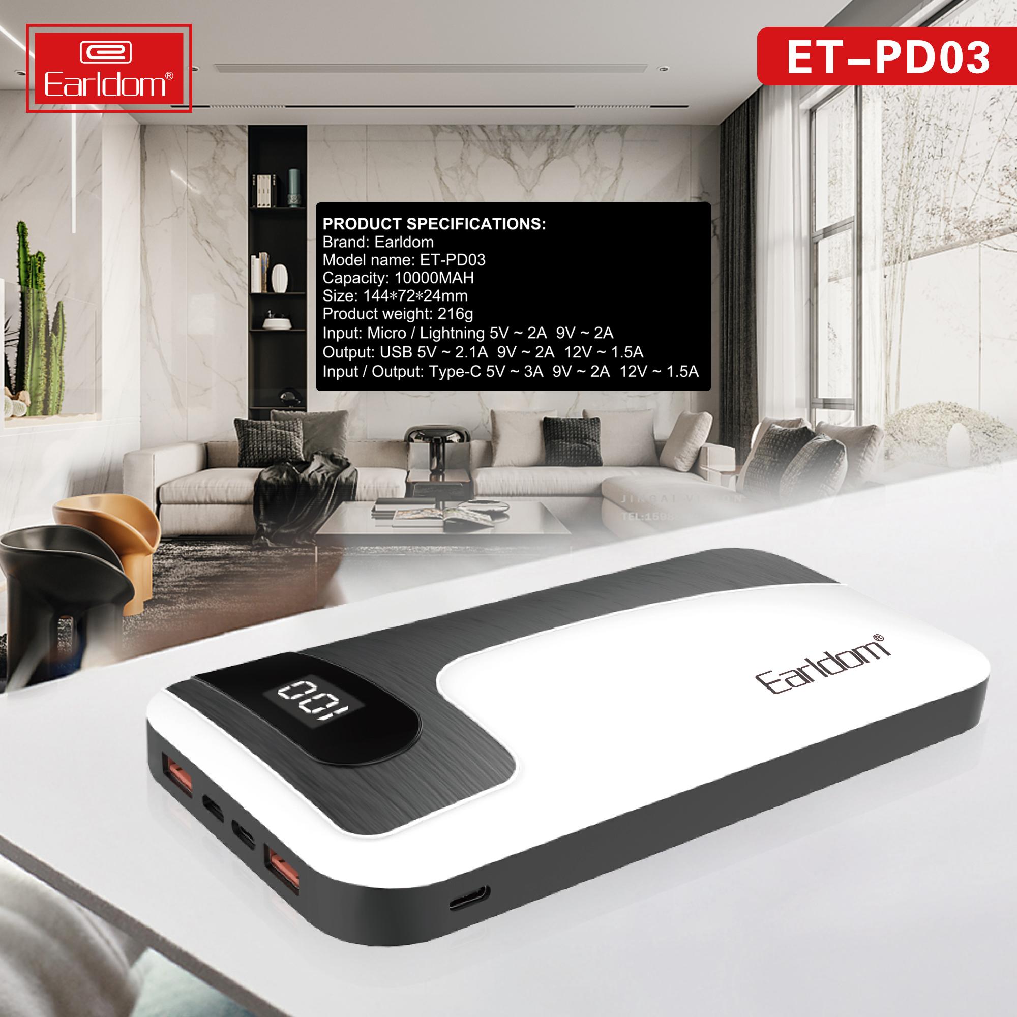 Sạc Dự Phòng Earldom ET-PD03 10.000mAh