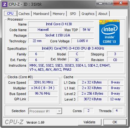 CPU Intel Core i3-4130 3.40GHz