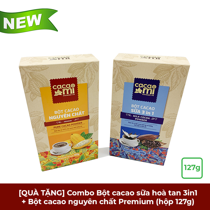 Combo Cacao Nguyên Chất và Cacao Sữa 3in1 CacaoMi 127g