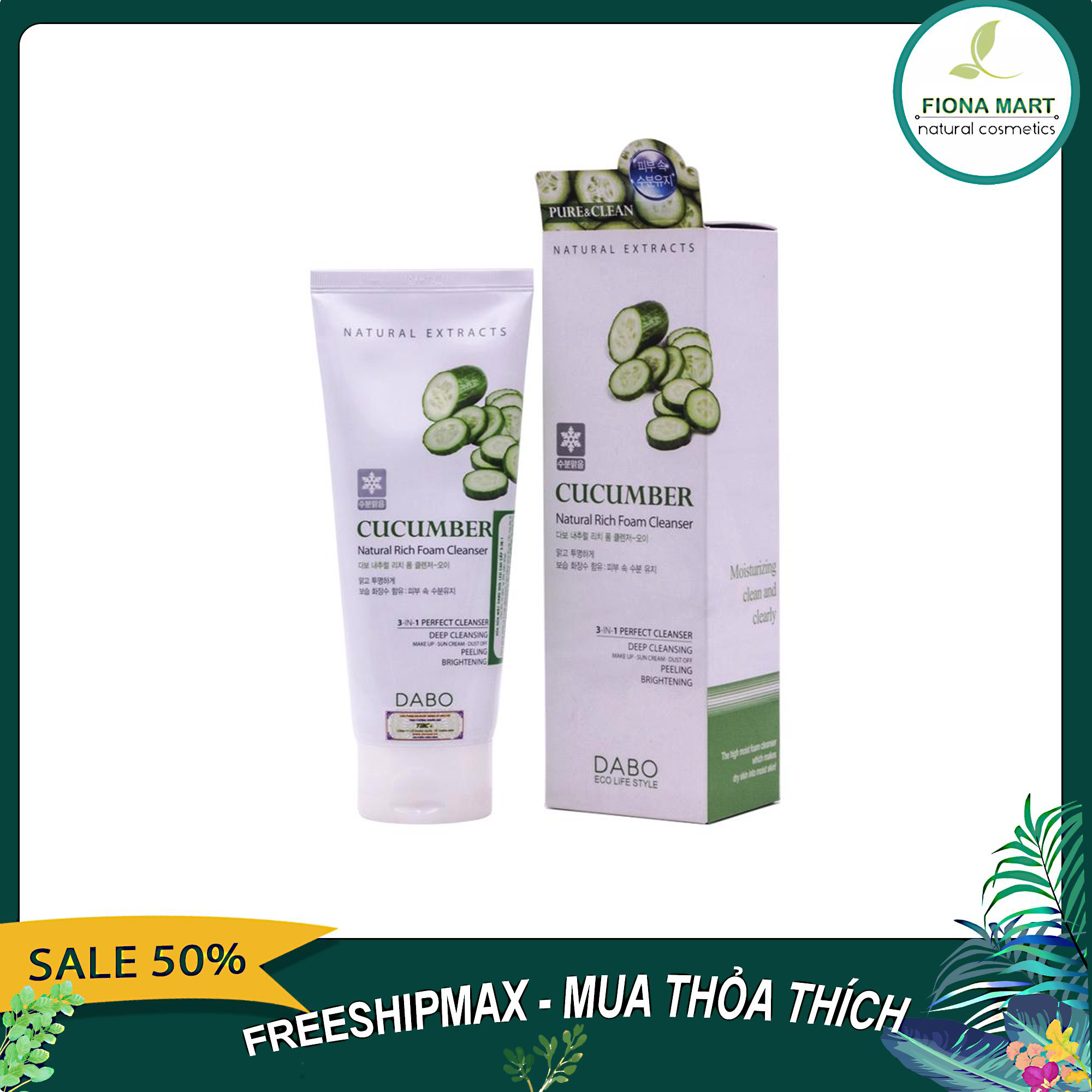 Sữa rửa mặt Dabo tinh chất dưa leo 180ml