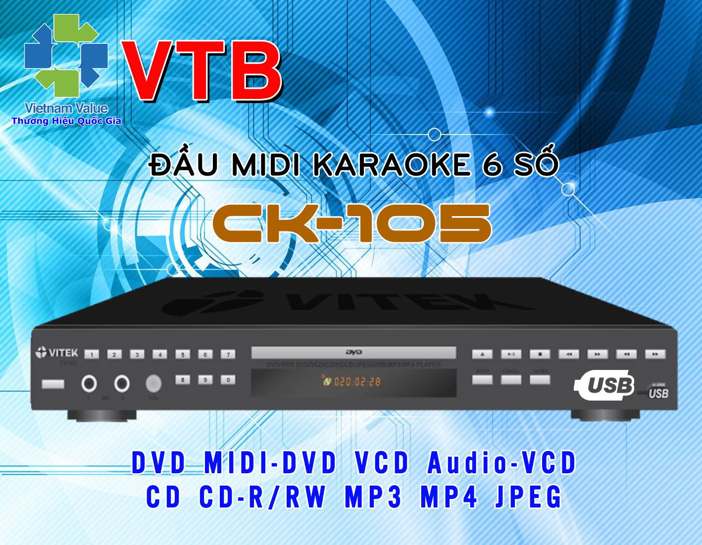 Đầu karaoke Vitek CK105